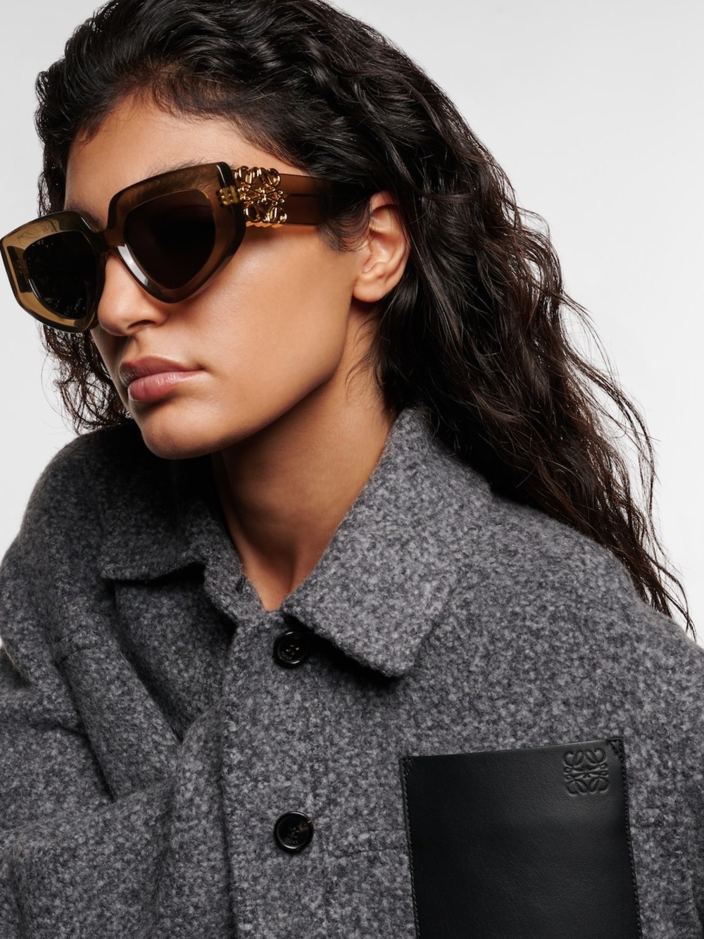 Loewe “Anagram” Cat-Eye Sunglasses with Gold Hardware
